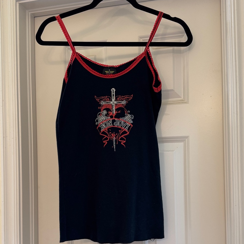 Bon Jovi Black & Red Graphic Camisole